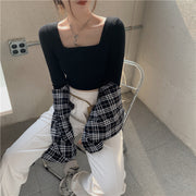 カットソー レディース 女性用 トップス スクエアネック 長袖 ショート丈 無地 単色 プルオーバー シンプル