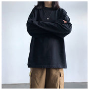 ロングTシャツ 長袖 ロンT レディース 女性 婦人 丸首 クルーネック トップス ゆったり 大きめ 無地 単色 シンプル 大きいサイズ カジュアル お洒落 重ね着