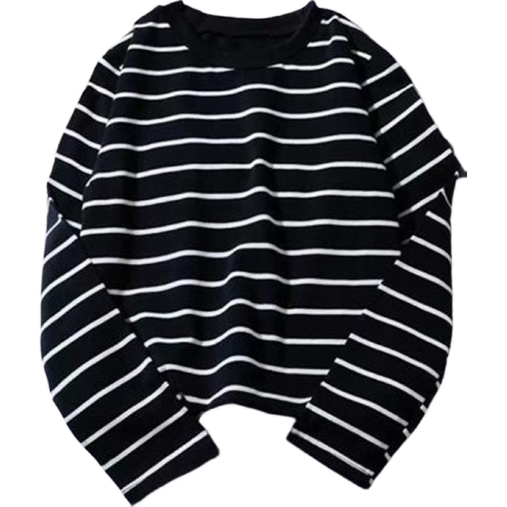 長袖Tシャツ ロングTシャツ カットソー ロンT メンズ 紳士用 男性 トップス ラウンドネック ボーダー柄 シンプル 定番 ベーシック カジュアル おしゃれ かっこいい デイリー 普段使い お出かけ オフの日 大きいサイズ