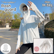 ラッシュガード ラッシュパーカー レディース 女性 婦人 フェイスカバー 指穴 フード穴 ジッパー 大きいサイズ 紫外線対策 日焼け対策 軽量 通気性 速乾 おしゃれ シンプル ジップアップ アウトドア スポーツ プール 海水浴 ランニング ジョギング