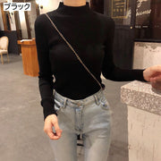 リブニット セーター レディース 婦人服 トップス 長袖 ボトルネック ハイネック シンプル 無地 単色 フィット スリム おしゃれ かわいい