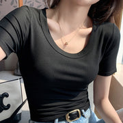 カットソー 半袖Tシャツ レディース 女性 婦人 大きいサイズ トップス 丸首 ラウンドネック リブ 無地 単色 シンプル かわいい おしゃれ