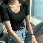 カットソー 半袖Tシャツ レディース 女性 婦人 大きいサイズ トップス 丸首 ラウンドネック リブ 無地 単色 シンプル かわいい おしゃれ