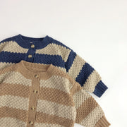 カーディガン ニット キッズ ベビー 女の子 男の子 子供 子ども服 トップス アウター 長袖 丸首 ボタン ボーダー柄 かわいい