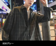 長袖シャツ メンズ カジュアルシャツ チェック柄 ウィンドペン タータンチェック ベーシック 定番 男性用 トップス 羽織 ブラック グレー ブルー レッド