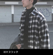 長袖シャツ メンズ カジュアルシャツ チェック柄 ウィンドペン タータンチェック ベーシック 定番 男性用 トップス 羽織 ブラック グレー ブルー レッド