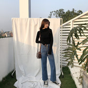 カットソー 長袖 ロングTシャツ レディース 女性 トップス ハイネック 無地 単色 シンプル 着回し力 合わせやすい お洒落 お出かけ 普段使い 婦人服 大きいサイズ