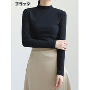 カットソー モックネック レディース 女性 婦人 トップス 長袖 ハイネック 無地 単色 シンプル かわいい おしゃれ 上品