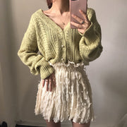 カーディガン ニット Vネック 長袖 レディース トップス 透かし編み ナチュラル ガーリー おしゃれ かわいい 羽織り 上着 無地 単色 お出掛け カジュアル デイリー フェミニン 女性用 婦人用