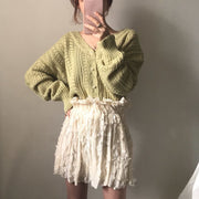 カーディガン ニット Vネック 長袖 レディース トップス 透かし編み ナチュラル ガーリー おしゃれ かわいい 羽織り 上着 無地 単色 お出掛け カジュアル デイリー フェミニン 女性用 婦人用