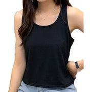 タンクトップ Uネック ノースリーブ トップス レディース 女性 シンプル カジュアル おしゃれ かわいい 薄手 短め丈 太ボーダー 細ボーダー 単色 無地 インナーシャツ 袖なし プルオーバー 婦人用