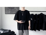 カットソー Tシャツ 半袖 メンズ 男性 紳士 大きいサイズ トップス ラウンドネック 無地 ストライプ ルーズ シンプル カジュアル 定番 着回し 普段着 デイリー