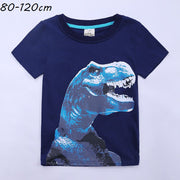 Tシャツ カットソー 半袖 キッズ ベビー 子ども トップス 子供服 ラウンドネック 丸首 ウェッジスリーブ プリント 恐竜 ソリッドカラー ネイビー ブルー シンプル カジュアル かわいい おしゃれ かっこいい 着回し 合わせやすい 男の子 女の子 ガールズ ボーイズ 幼児 園児 小学生 春 夏 秋 冬 おめかし お出かけ 外出 公園 外遊び 普段着