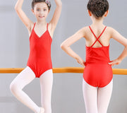 バレエレオタード 子供 キッズ ジュニア 女の子 ガールズ ノースリーブ 袖なし Vネック キャミソールタイプ バッククロス オープンバック 無地 シンプル バレエ衣装 練習着 お洒落 可愛い 発表会 イベント 子供服
