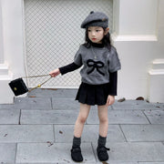 ニット セーター 半袖 カットソー 長袖 キッズ ジュニア 子供 女の子 トップス クルーネック プルオーバー メロウフリル リブ 無地 可愛い キュート お洒落 子供服