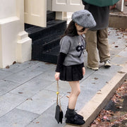 ニット セーター 半袖 カットソー 長袖 キッズ ジュニア 子供 女の子 トップス クルーネック プルオーバー メロウフリル リブ 無地 可愛い キュート お洒落 子供服