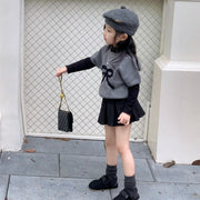 ニット セーター 半袖 カットソー 長袖 キッズ ジュニア 子供 女の子 トップス クルーネック プルオーバー メロウフリル リブ 無地 可愛い キュート お洒落 子供服