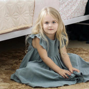 ワンピース キッズ ベビー 子供用 ノースリーブ フレア 無地 肩フリル バックリボン ギャザー かわいい おしゃれ ガーリー シンプル カジュアル デイリー お出かけ 袖なし ガールズ ホワイト グリーン 白 緑