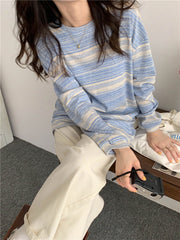 カットソー 長袖 ロンT ロングTシャツ チュニック レディース 大きいサイズ クルーネック ゆったり 体型カバー ボーダー柄