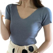 カットソー 半袖 レディース 女性 婦人服 トップス Tシャツ Vネック リブ生地 単色 無地 ベーシック シンプル おしゃれ 着回し シンプル かわいい お出かけ 部屋着 通勤 カラバリ豊富 白 黄 黒 ベージュ 青 茶 ワイン ピンク 橙 緑