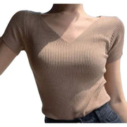 カットソー 半袖 レディース 女性 婦人服 トップス Tシャツ Vネック リブ生地 単色 無地 ベーシック シンプル おしゃれ 着回し シンプル かわいい お出かけ 部屋着 通勤 カラバリ豊富 白 黄 黒 ベージュ 青 茶 ワイン ピンク 橙 緑