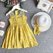 ワンピース 帽子 2点セット キッズ 女の子 ノースリーブ ラウンドネック リボン 小花柄 チュールレース メッシュ フレア シースルー 可愛い おしゃれ 女子力アップ フェミニン ガーリー きれいめ ふんわり 春服 夏服 リゾート お出かけシーン 結婚式 リゾート 子供服 ファッション小物 丸首 花柄