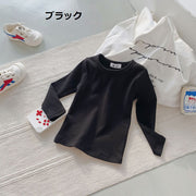 長袖カットソー トップス 子供服 キッズ 女の子 男の子 ロング Tシャツ ロンT ラウンドネック 長袖 無地 シンプル 伸縮性 カジュアル 着回し お出かけ
