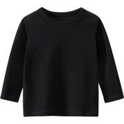 長袖Tシャツ カットソー キッズ ジュニア 子供服 男の子 女の子 男女兼用 トップス 無地 ラウンドネック プルオーバー ロングTシャツ 単色 シンプル カジュアル 着回し 定番 ベーシック かっこいい お出かけ 通学 通園 部屋着 ピンク 白 灰 黄 黒