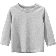 長袖Tシャツ カットソー キッズ ジュニア 子供服 男の子 女の子 男女兼用 トップス 無地 ラウンドネック プルオーバー ロングTシャツ 単色 シンプル カジュアル 着回し 定番 ベーシック かっこいい お出かけ 通学 通園 部屋着 ピンク 白 灰 黄 黒