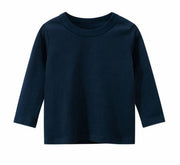 長袖Tシャツ カットソー キッズ ジュニア 子供服 男の子 女の子 男女兼用 トップス 無地 ラウンドネック プルオーバー ロングTシャツ 単色 シンプル カジュアル 着回し 定番 ベーシック かっこいい お出かけ 通学 通園 部屋着 ピンク 白 灰 黄 黒