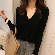 カーディガン ニット リブニット Vネック 長袖 トップス レディース 女性 婦人 ショート丈 羽織り 無地 単色 シンプル おしゃれ かわいい カジュアル