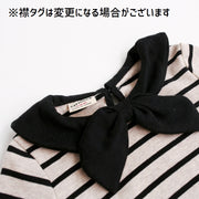 カットソー 長袖 子供服 トップス キッズ ベビー 女の子 シャツ セーラーカラー風 プルオーバー ボーダー柄 リボン 可愛い おしゃれ お出かけ 秋 春 冬