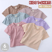Tシャツ カットソー 半袖 キッズ 子ども ジュニア 子供服 男の子 女の子 クルーネック 無地 シンプル 通学 通園 サイズ豊富 カラバリ豊富