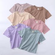 Tシャツ カットソー 半袖 キッズ 子ども ジュニア 子供服 男の子 女の子 クルーネック 無地 シンプル 通学 通園 サイズ豊富 カラバリ豊富
