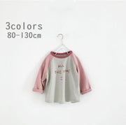長袖Tシャツ カットソー ラグラン袖 Tシャツ こども キッズ 丸襟 トップス カジュアル プリント 男の子 女の子 ユニセックス