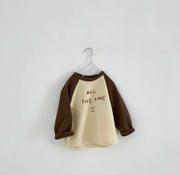 長袖Tシャツ カットソー ラグラン袖 Tシャツ こども キッズ 丸襟 トップス カジュアル プリント 男の子 女の子 ユニセックス