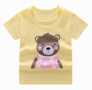 Tシャツ 半袖 子供服 ラウンドネック プリント柄 キッズ 男の子 女の子 デイリー シンプル おしゃれ かわいい トップス カジュアル 普段着 カットソー フルーツ アニマル ブルドーザー 消防車