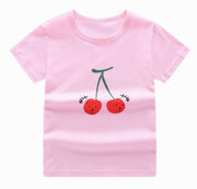 Tシャツ 半袖 子供服 ラウンドネック プリント柄 キッズ 男の子 女の子 デイリー シンプル おしゃれ かわいい トップス カジュアル 普段着 カットソー フルーツ アニマル ブルドーザー 消防車