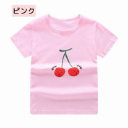 Tシャツ 半袖 子供服 ラウンドネック プリント柄 キッズ 男の子 女の子 デイリー シンプル おしゃれ かわいい トップス カジュアル 普段着 カットソー フルーツ アニマル ブルドーザー 消防車