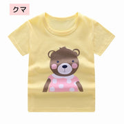 Tシャツ 半袖 子供服 ラウンドネック プリント柄 キッズ 男の子 女の子 デイリー シンプル おしゃれ かわいい トップス カジュアル 普段着 カットソー フルーツ アニマル ブルドーザー 消防車