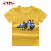 Tシャツ 半袖 子供服 ラウンドネック プリント柄 キッズ 男の子 女の子 デイリー シンプル おしゃれ かわいい トップス カジュアル 普段着 カットソー フルーツ アニマル ブルドーザー 消防車