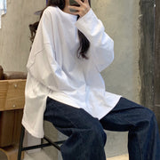 チュニック 長袖 ロングTシャツ カットソー オーバーサイズ ビッグシルエット レディース 女性 トップス ゆったり サイドスリット 無地 シンプル お洒落 カジュアル 婦人服