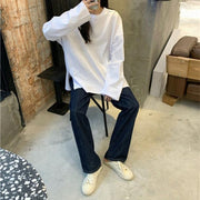 チュニック 長袖 ロングTシャツ カットソー オーバーサイズ ビッグシルエット レディース 女性 トップス ゆったり サイドスリット 無地 シンプル お洒落 カジュアル 婦人服