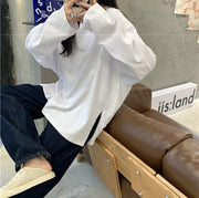チュニック 長袖 ロングTシャツ カットソー オーバーサイズ ビッグシルエット レディース 女性 トップス ゆったり サイドスリット 無地 シンプル お洒落 カジュアル 婦人服