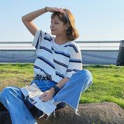 Tシャツ カットソー レディース 女性 トップス 半袖 クルーネック ボーダー 縞柄 カジュアル 定番 普段使い おでかけ 大きいサイズ プルオーバー おしゃれ