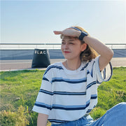 Tシャツ カットソー レディース 女性 トップス 半袖 クルーネック ボーダー 縞柄 カジュアル 定番 普段使い おでかけ 大きいサイズ プルオーバー おしゃれ