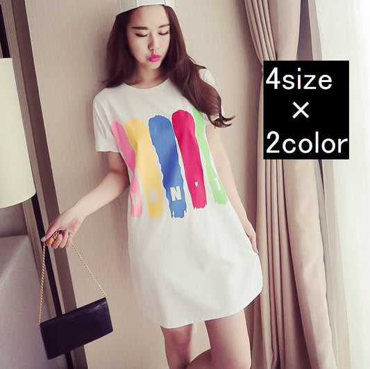ミニワンピース Tシャツワンピース 半袖 レディース トップス ショート丈 商品画像