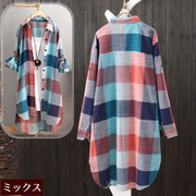 シャツワンピース 長袖 レディース トップス ミニワンピ チュニック ロングシャツ ロールアップ袖 前開き 総柄 ボックスチェック 襟 ボタン ゆったり カジュアル おしゃれ ナチュラル 羽織り アレンジ 便利 かわいい 女性用