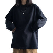 ロングTシャツ 長袖 ロンT レディース クルーネック 丸首 トップス 無地 単色 シンプル 定番 ゆったり 婦人服 女性 大きいサイズ カジュアル