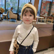 カットソー 長袖 キッズ ベビー 子供服 女の子 男の子 トップス ハイネック プルオーバー 無地 ソリッドカラー 厚手 着回し 定番 カジュアル 普段着 デイリー 外出 お出掛け 通園 通学 女児 男児 女子 男子 こども服